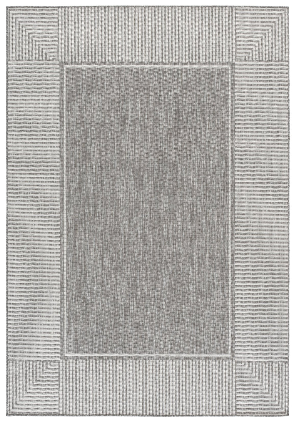 Safavieh Beach Modern Coastal Grey & White Square Rug, Low-Profile 1/4" Pile, Durable Easy-Care Finish 6'-7" x 6'-7" BHS300F-7SQ