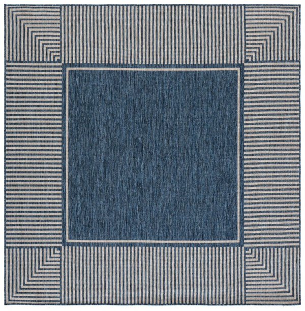 Safavieh Beach House Square Indoor Rug Solid Blue Beige Low Pile Polypropylene Living Room BHS300M-7SQ