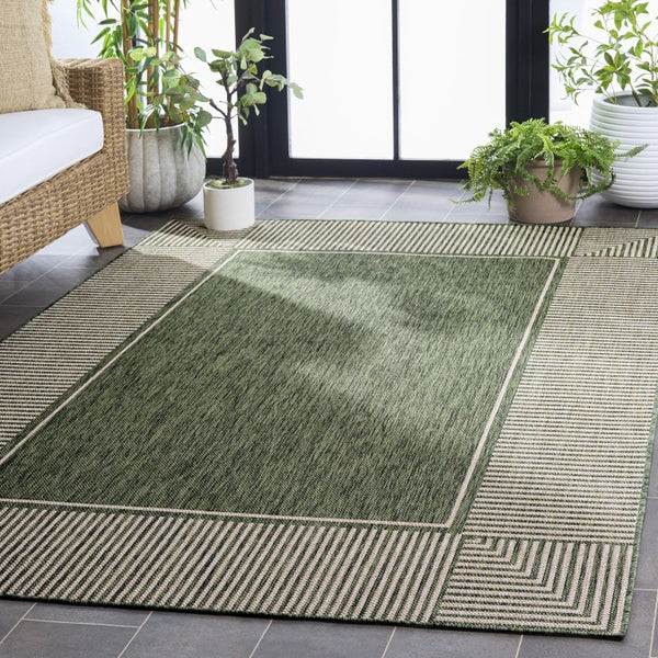 Safavieh Beach House Power Loomed Polypropylene Area Rug in Earthy Green Beige for Modern Living BHS300Y-5