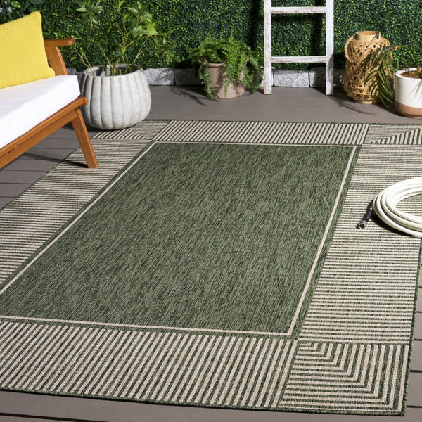 Safavieh Beach House Power Loomed Polypropylene Area Rug in Earthy Green Beige for Modern Living BHS300Y-5