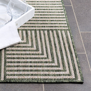 Safavieh Beach House Power Loomed Polypropylene Area Rug in Earthy Green Beige for Modern Living BHS300Y-5