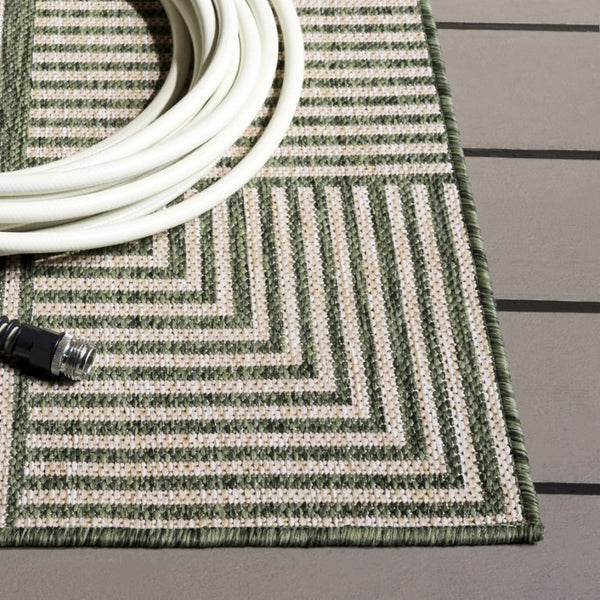 Safavieh Beach House Power Loomed Polypropylene Area Rug in Earthy Green Beige for Modern Living BHS300Y-5