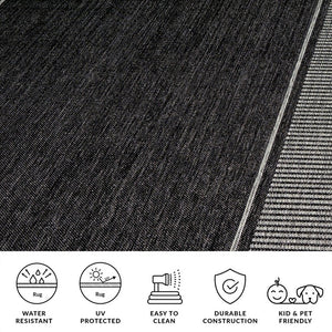 Safavieh Beach House Power Loomed Polypropylene Area Rug in Sleek Black Grey for Living Rooms BHS300Z-9