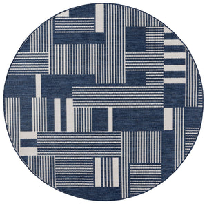 Safavieh Beach House Elegant Geometric Area Rug In Navy And Ivory For Indoor And Outdoor Spaces 5' X 7'6" Navy ,Ivory Polypropylene Bhs402n-7sq