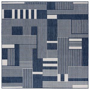Safavieh Beach House Elegant Geometric Area Rug In Navy And Ivory For Indoor And Outdoor Spaces 5' X 7'6" Navy ,Ivory Polypropylene Bhs402n-7sq