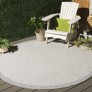 Safavieh Beach Contemporary Round Area Rug - Luxurious Plush Design For Indoor/Outdoor Elegant Spaces Ivory ,Light Grey Polypropylene Bhs404a-9