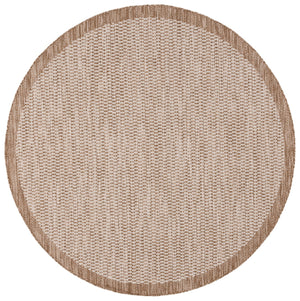 Safavieh Beach Contemporary Round Area Rug - Luxurious Plush Design For Indoor/Outdoor Elegant Spaces Brown ,Ivory Polypropylene Bhs404t-8