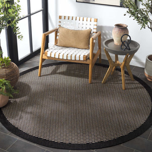 Safavieh Beach Contemporary Round Area Rug - Luxurious Plush Design For Indoor/Outdoor Elegant Spaces Black ,Beige Polypropylene Bhs404z-8