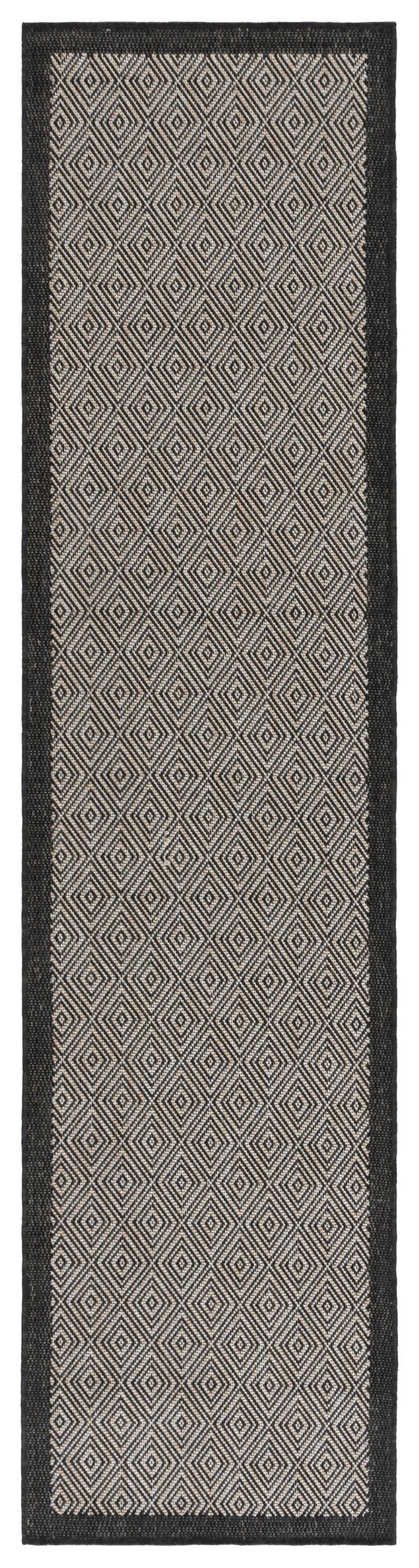 Safavieh Beach Indoor/Outdoor Elegant Diamond Pattern Rug - Durable, Stylish, Easy Maintenance, Modern Charm Black ,Ivory Polypropylene Bhs406z-7sq