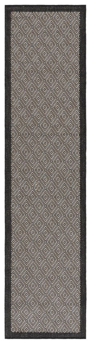 Safavieh Beach Indoor/Outdoor Elegant Diamond Pattern Rug - Durable, Stylish, Easy Maintenance, Modern Charm Black ,Ivory Polypropylene Bhs406z-7sq