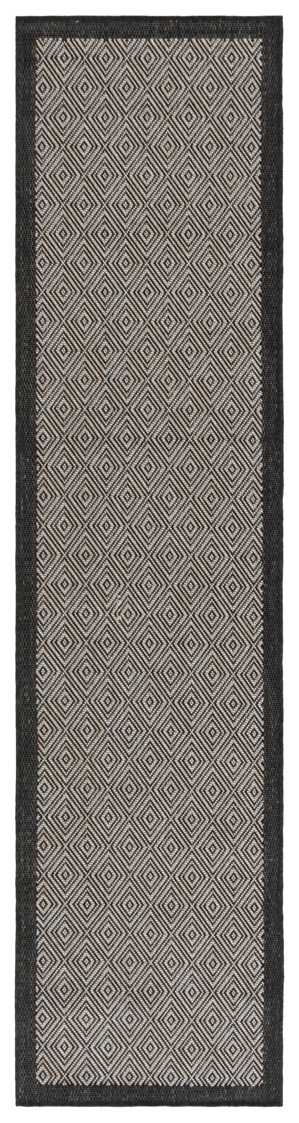 Safavieh Beach Indoor/Outdoor Elegant Diamond Pattern Rug - Durable, Stylish, Easy Maintenance, Modern Charm Black ,Ivory Polypropylene Bhs406z-7sq