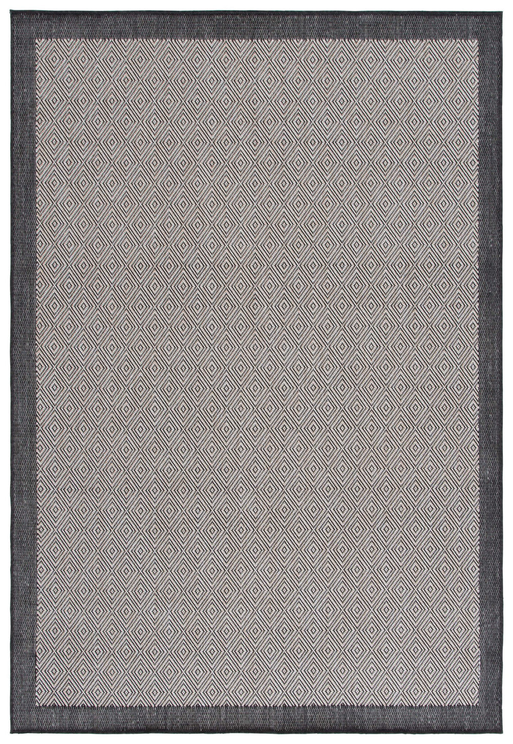 Safavieh Beach Indoor/Outdoor Elegant Diamond Pattern Rug - Durable, Stylish, Easy Maintenance, Modern Charm Black ,Ivory Polypropylene Bhs406z-7sq