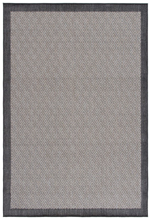 Safavieh Beach Indoor/Outdoor Elegant Diamond Pattern Rug - Durable, Stylish, Easy Maintenance, Modern Charm Black ,Ivory Polypropylene Bhs406z-7sq