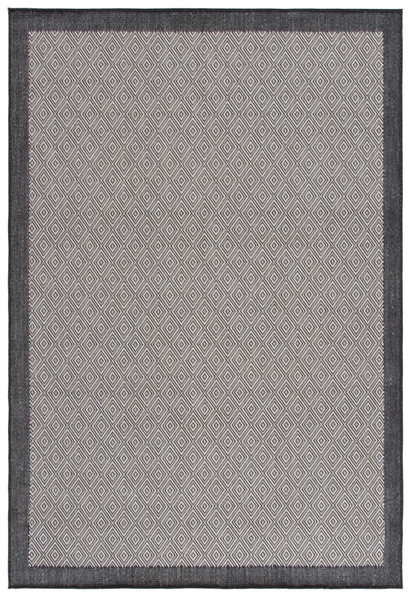 Safavieh Beach Indoor/Outdoor Elegant Diamond Pattern Rug - Durable, Stylish, Easy Maintenance, Modern Charm Black ,Ivory Polypropylene Bhs406z-7sq