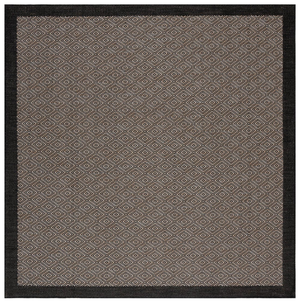 Safavieh Beach Indoor/Outdoor Elegant Diamond Pattern Rug - Durable, Stylish, Easy Maintenance, Modern Charm Black ,Ivory Polypropylene Bhs406z-7sq