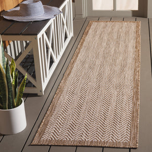 Safavieh Beach Area Rug – Elegant Herringbone Design For Indoor/Outdoor Spaces, Durable & Stylish Home Decor Brown ,Ivory Polypropylene Bhs408t-28
