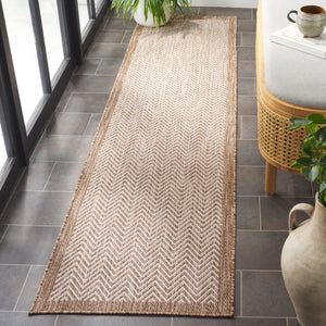 Safavieh Beach Area Rug – Elegant Herringbone Design For Indoor/Outdoor Spaces, Durable & Stylish Home Decor Brown ,Ivory Polypropylene Bhs408t-28