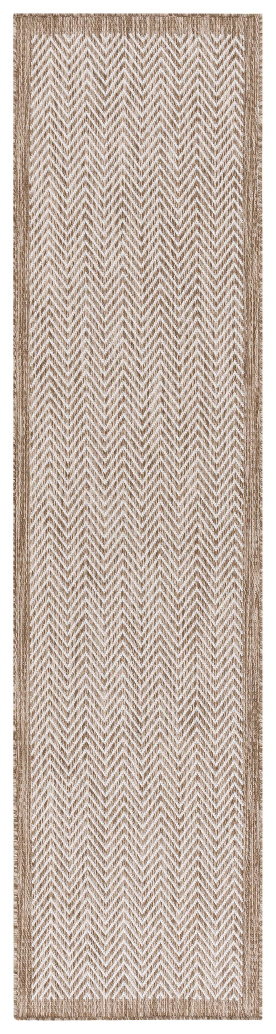 Safavieh Beach Area Rug – Elegant Herringbone Design For Indoor/Outdoor Spaces, Durable & Stylish Home Decor Brown ,Ivory Polypropylene Bhs408t-28