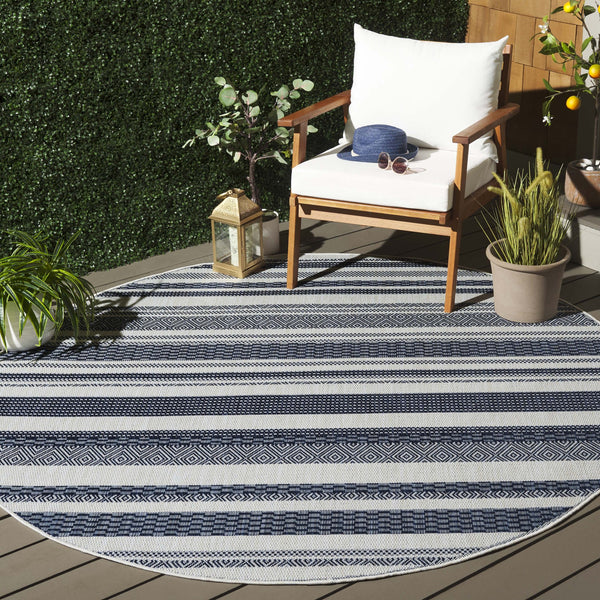 Safavieh Beach Area Rug - Elegant Power-loomed Design In Navy And Ivory For Stylish Indoor & Outdoor Spaces Brown ,Ivory Polypropylene Bhs410t-7sq