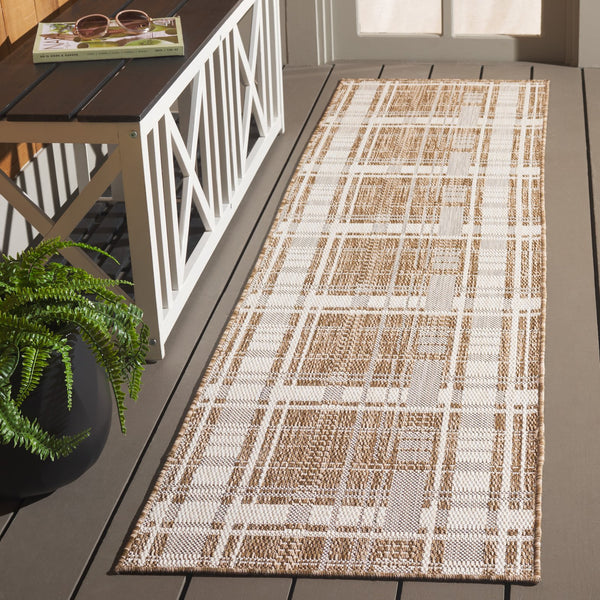 Safavieh Beach Modern Elegance Grey And Ivory Square Area Rug For Indoor And Outdoor Spaces – Durable Style Brown ,Ivory Polypropylene Bhs412t-28