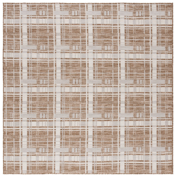 Safavieh Beach Modern Elegance Grey And Ivory Square Area Rug For Indoor And Outdoor Spaces – Durable Style Brown ,Ivory Polypropylene Bhs412t-28