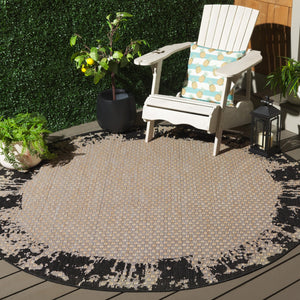 Safavieh Beach Area Rug - Stylish Indoor/Outdoor Design In Elegant Black And Beige, Perfect For Modern Decor Black ,Beige Polypropylene Bhs414z-7sq