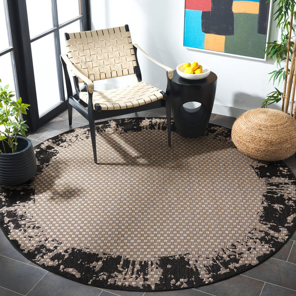Safavieh Beach Area Rug - Stylish Indoor/Outdoor Design In Elegant Black And Beige, Perfect For Modern Decor Black ,Beige Polypropylene Bhs414z-7sq