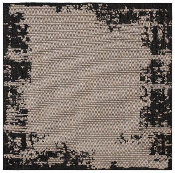 Safavieh Beach Area Rug - Stylish Indoor/Outdoor Design In Elegant Black And Beige, Perfect For Modern Decor Black ,Beige Polypropylene Bhs414z-7sq