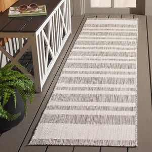 Safavieh Beach Stylish Medium Area Rug - Chic Striped Design For Indoor & Outdoor Spaces, Durable & Elegant Grey ,Ivory Polypropylene Bhs416f-28
