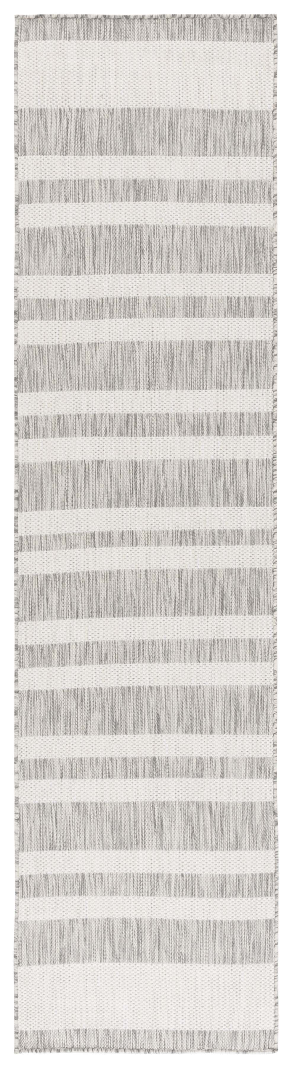 Safavieh Beach Stylish Medium Area Rug - Chic Striped Design For Indoor & Outdoor Spaces, Durable & Elegant Grey ,Ivory Polypropylene Bhs416f-28