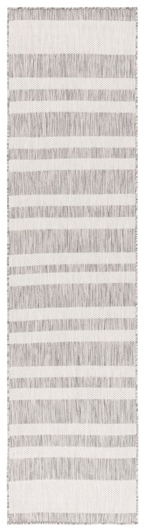 Safavieh Beach Stylish Medium Area Rug - Chic Striped Design For Indoor & Outdoor Spaces, Durable & Elegant Grey ,Ivory Polypropylene Bhs416f-28