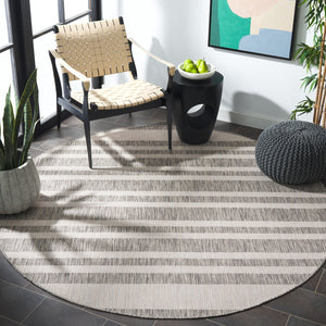 Safavieh Beach Stylish Medium Area Rug - Chic Striped Design For Indoor & Outdoor Spaces, Durable & Elegant Grey ,Ivory Polypropylene Bhs416f-28