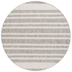 Safavieh Beach Stylish Medium Area Rug - Chic Striped Design For Indoor & Outdoor Spaces, Durable & Elegant Grey ,Ivory Polypropylene Bhs416f-28