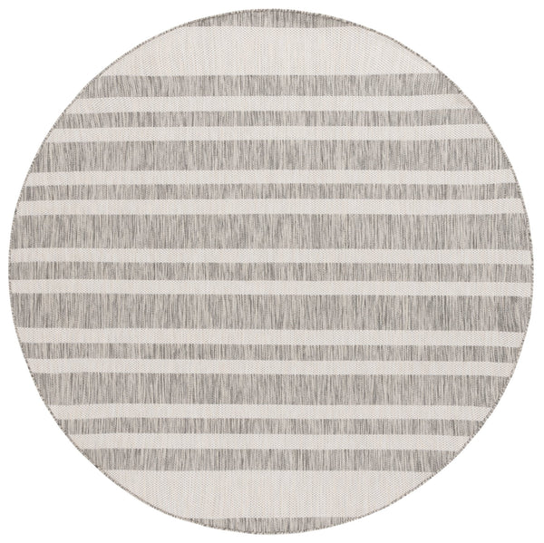 Safavieh Beach Stylish Medium Area Rug - Chic Striped Design For Indoor & Outdoor Spaces, Durable & Elegant Grey ,Ivory Polypropylene Bhs416f-28