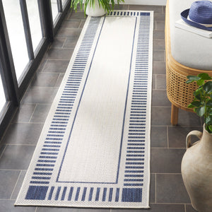 Safavieh Beach Coastal-inspired Area Rug In Elegant Ivory And Navy - Perfect For Indoor And Outdoor Spaces Ivory ,Navy Polypropylene Bhs420n-7sq