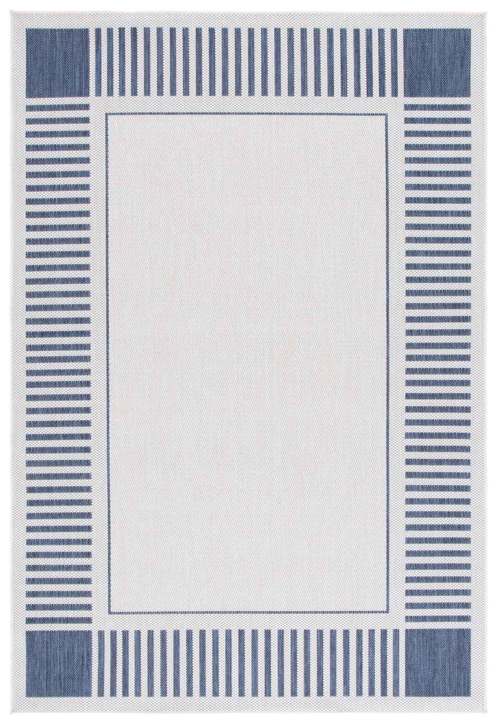 Safavieh Beach Coastal-inspired Area Rug In Elegant Ivory And Navy - Perfect For Indoor And Outdoor Spaces Ivory ,Navy Polypropylene Bhs420n-7sq