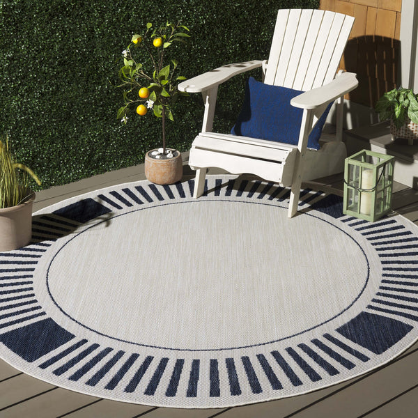 Safavieh Beach Coastal-inspired Area Rug In Elegant Ivory And Navy - Perfect For Indoor And Outdoor Spaces Ivory ,Navy Polypropylene Bhs420n-7sq