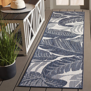 Safavieh Beach Elegant Navy And Ivory Area Rug – 6'7" Square, Durable Power-loomed Design For Indoor/Outdoor Use Navy ,Ivory Polypropylene Bhs422n-7r