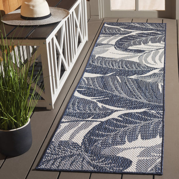 Safavieh Beach Elegant Navy And Ivory Area Rug – 6'7" Square, Durable Power-loomed Design For Indoor/Outdoor Use Navy ,Ivory Polypropylene Bhs422n-7r