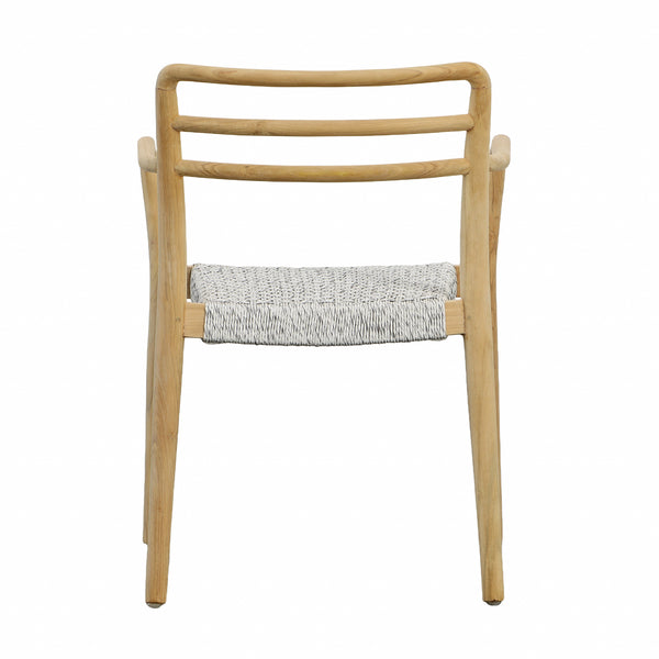 Dovetail Detta Dining Chair Natural Wood Finish Frame and White Weave Teak Wood with Synthetic Rope BJ025
