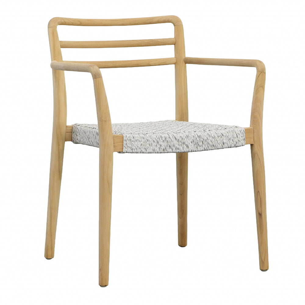 Dovetail Detta Dining Chair Natural Wood Finish Frame and White Weave Teak Wood with Synthetic Rope BJ025