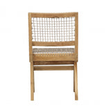 Dovetail Margit Dining Chair Natural Wood Finish Frame with Taupe Weave Teak Wood Frame and  Synthetic Rattan Weaving Material BJ032