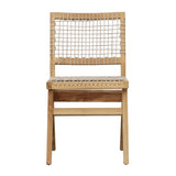 Dovetail Margit Dining Chair Natural Wood Finish Frame with Taupe Weave Teak Wood Frame and  Synthetic Rattan Weaving Material BJ032