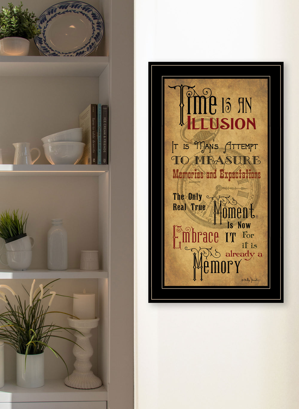 English Elm "memories" Billy Jacobs Framed Wall Art Rustic Pastoral Print with Black Wood Frame B06785173