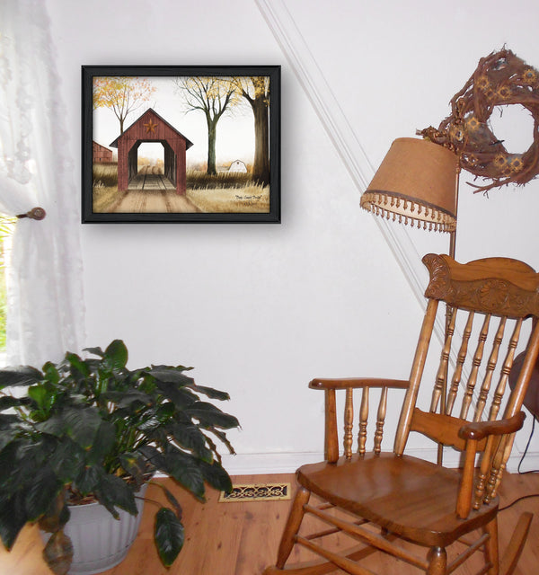 English Elm "bucks County Bridge" Billy Jacobs Framed Print Rustic Americana Wall Art Black Wood B06785176