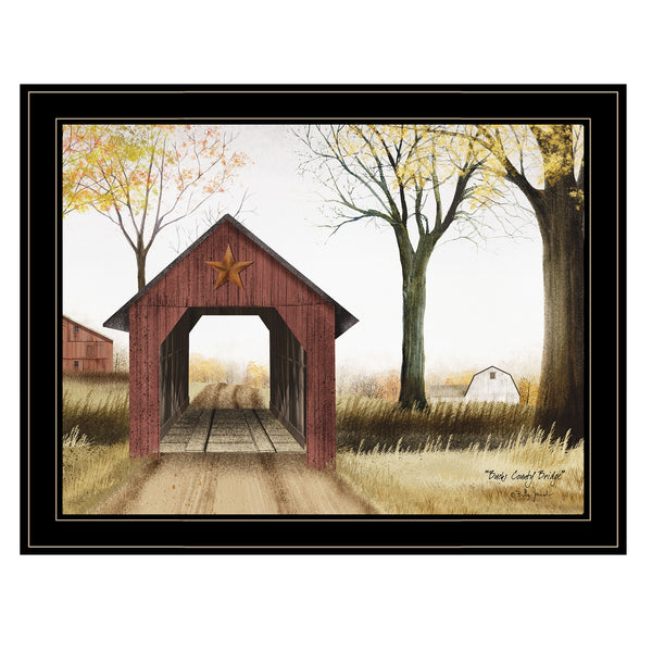 English Elm "buck County Bridge" Billy Jacobs Framed Canvas Print Rustic Pastoral Wall Art B06785178