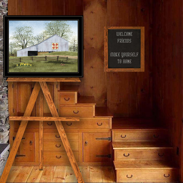 English Elm "tulip Quilt Block Barn" Billy Jacobs Farmhouse Framed Wall Art Ready to Hang B06785221