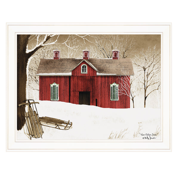 English Elm "new Fallen Snow" Billy Jacobs Framed Wall Art White Gallery Print Farmhouse Decor B06785228