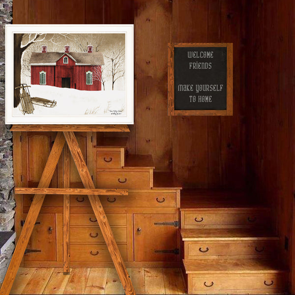 English Elm "new Fallen Snow" Billy Jacobs Framed Wall Art White Gallery Print Farmhouse Decor B06785228