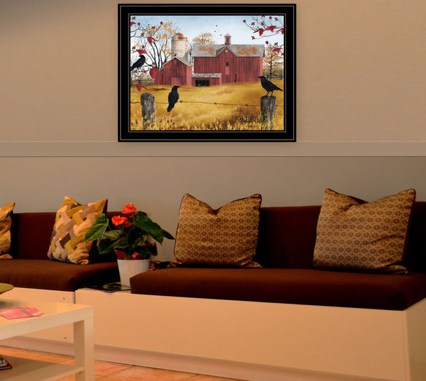 English Elm "autumn Gold" Billy Jacobs Pastoral Framed Wall Art Black Wood Ready to Hang B06785248